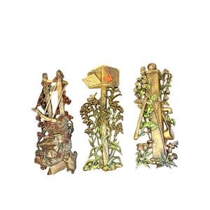Burwood Wall Hangings 17"x7" Vintage 3 Piece Set-Fence Post, Mailbox, Pump